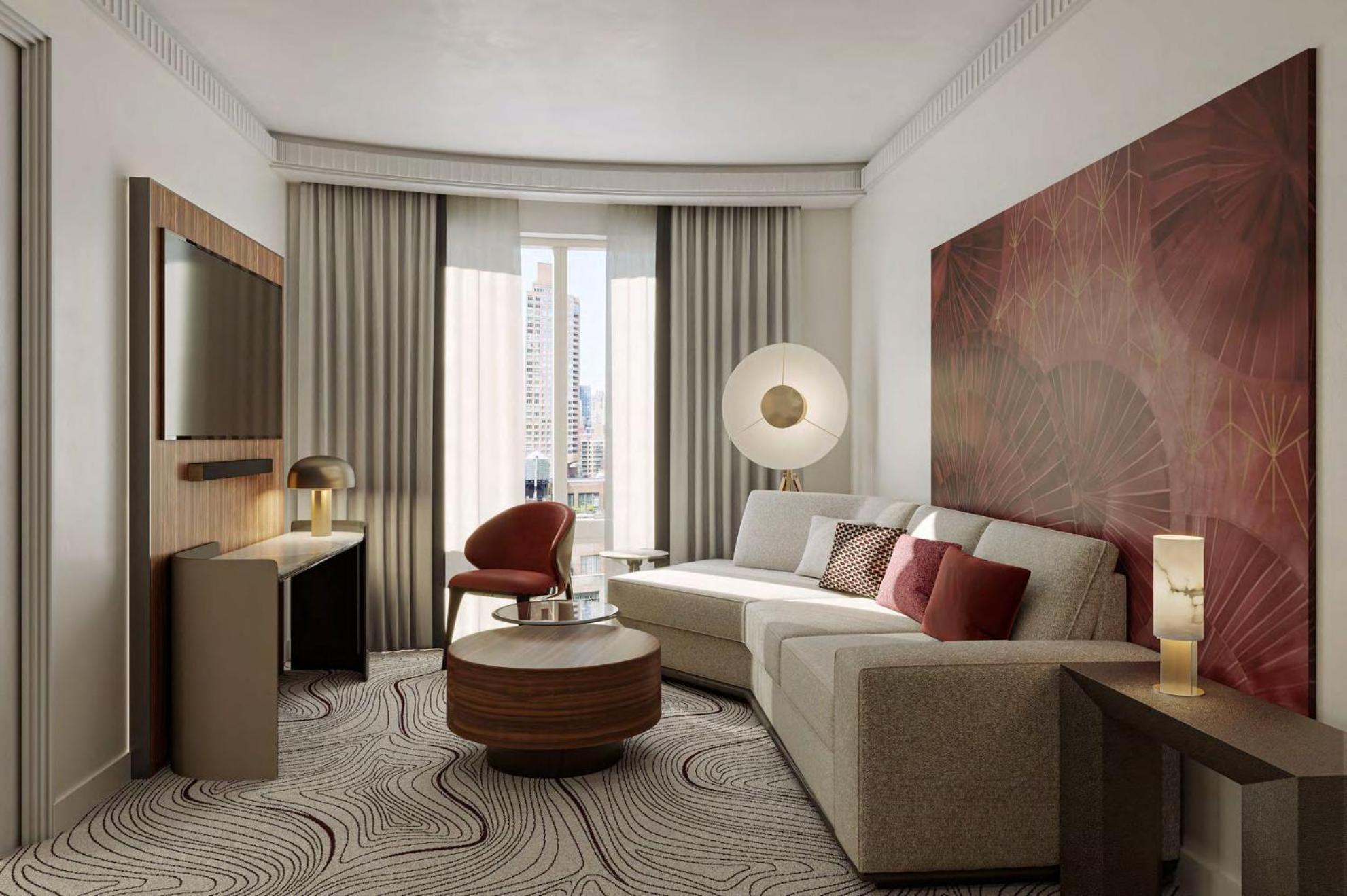 Apartament typu Terrace Suite z widokiem na miasto, 1 sypialnią z łóżkiem typu king-size i wanną z uchwytami – przystosowany dla osób z ograniczoną sprawnością ruchową – 24. piętro