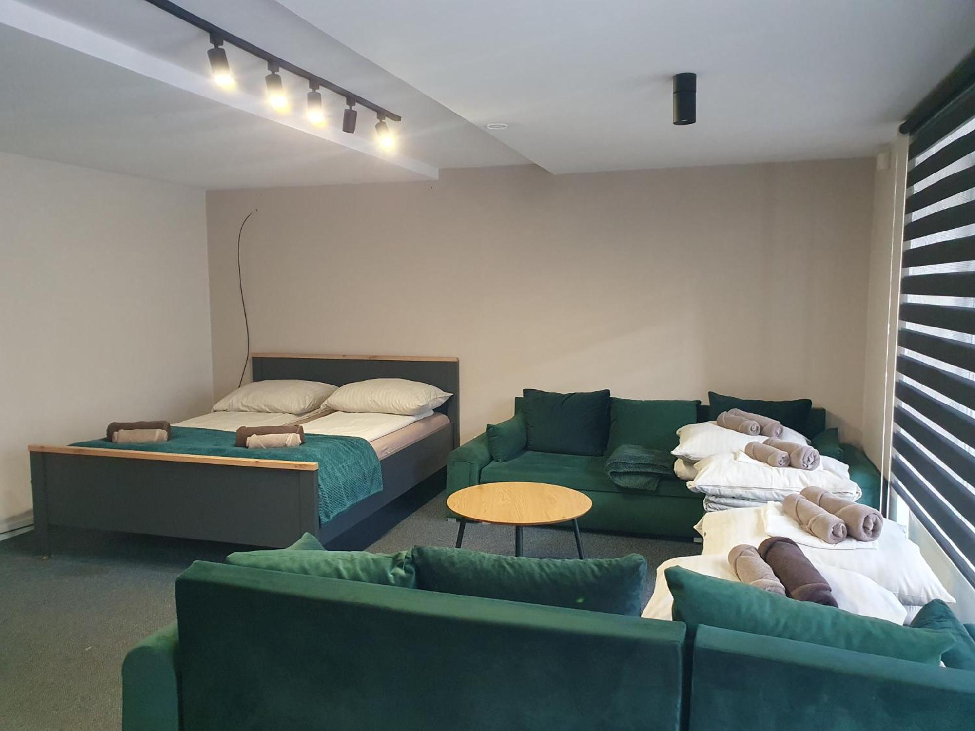 Studio z łóżkiem typu king-size i rozkładaną sofą